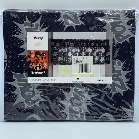 The Incredibles 2 Disney Pixar Window Valance Super Hero Curtain Bedroom Decor - Picture 1 of 5